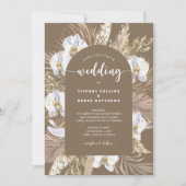 ダークパンパスグラスアーチボホ結婚式招待状 招待状 (正面)