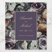 ダークパーエレガントプルフローラ新婦結婚ズ ワインラベル (シングルラベル)