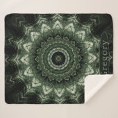 ダークパーソナライズされたグリーンホスタマンダラ シェルパブランケット (正面(横))