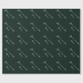 ダークパーソナライズされたグリーンリネンラッピング紙 ラッピングペーパー (フラット)