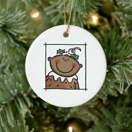 ダークパーソナライズされたスキントーンベビー顔ベビー第1位 セラミックオーナメント (ツリー)