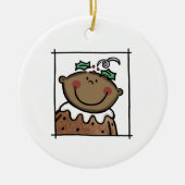 ダークパーソナライズされたスキントーンベビー顔ベビー第1位 セラミックオーナメント (正面)