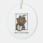 ダークパーソナライズされたスキントーンベビー顔ベビー第1位 セラミックオーナメント (左)