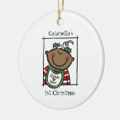 ダークパーソナライズされたスキントーンベビー顔ベビー第1位 セラミックオーナメント (左)