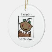 ダークパーソナライズされたスキントーンベビー顔ベビー第1位 セラミックオーナメント (左)