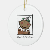 ダークパーソナライズされたスキントーンベビー顔ベビー第1位 セラミックオーナメント (左)