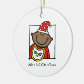 ダークパーソナライズされたスキントーンベビー顔ベビー第1位 セラミックオーナメント (左)