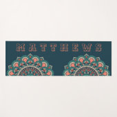 ダークパーソナライズされたターコイズマンダラボホ ヨガマット (正面(横))