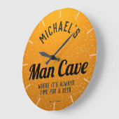 ダークパーソナライズされたビアマンケーブ ラージ壁時計 (傾斜)