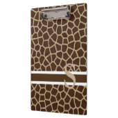 ダークパーソナライズされたブラウンバッジキリンプリント クリップボード (左)