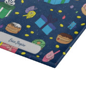 ダークパーソナライズされたブルーハヌカー模様 カッティングボード (角)