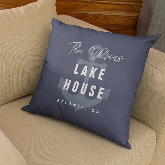 ダークパープルいかりレイクハウスカスタムファミリー名 クッション