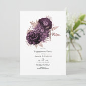 ダークパープルおよびバラ金ゴールドフローラ婚約パーティ 招待状 (スタンド正面)