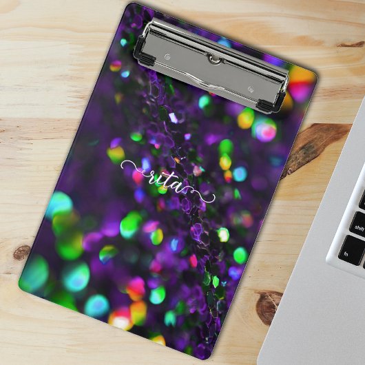 ダークパープルきらめくミニクリップボード ミニクリップボード