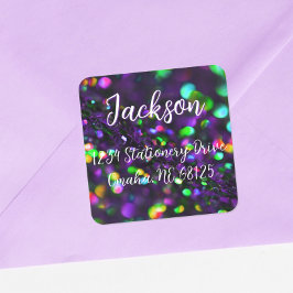 ダークパープルきらめく住所 シール