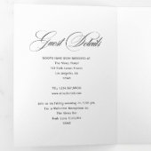 ダークパープルとバラ金ゴールド結婚フローラ 三つ折り招待状 (内部最初)