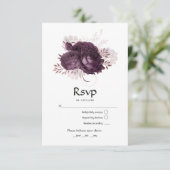 ダークパープルとバラ金ゴールド結婚フローラ 出欠カード (スタンド正面)