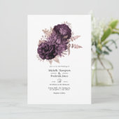 ダークパープルとバラ金ゴールド結婚フローラ 招待状 (スタンド正面)