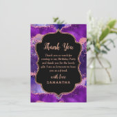 ダークパープルとピンクシークンズアゲート誕生日 サンキューカード (スタンド正面)