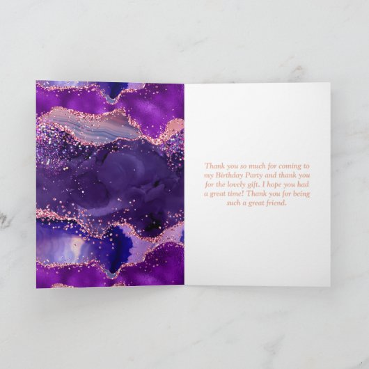 ダークパープルとピンクシークンズアゲート誕生日 サンキューカード (内部)