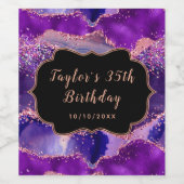 ダークパープルとピンクシークンズアゲート誕生日 ワインラベル (シングルラベル)