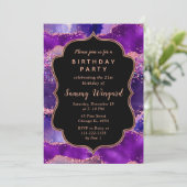 ダークパープルとピンクシークンズアゲート誕生日 招待状 (スタンド正面)
