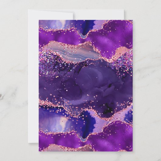 ダークパープルとピンクシークンズアゲート誕生日 招待状 (裏面)