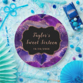 ダークパープルとピンクシークンズアゲートSweet sixteen ペーパープレート (パーティー)
