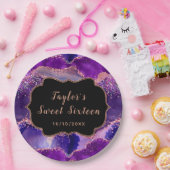 ダークパープルとピンクシークンズアゲートSweet sixteen ペーパープレート (パーティー)