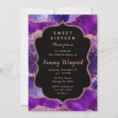 ダークパープルとピンクシークンズアゲートSweet sixteen 招待状 (正面)