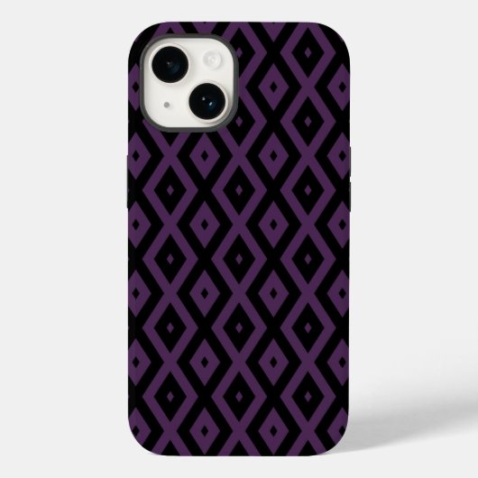 ダークパープルとブラックのダイヤ柄 Case-Mate iPhoneケース (裏面)