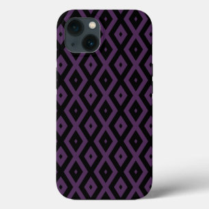 ダークパープルとブラックダイヤモンドパターンケースメイトiP iPhone 13ケース