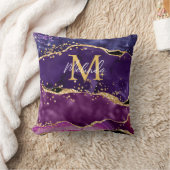 ダークパープルと金ゴールドグリッター続編アゲート クッション (ブランケット)