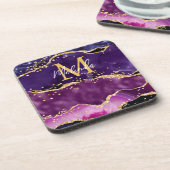 ダークパープルと金ゴールドグリッター続編アゲート コースター (左側)