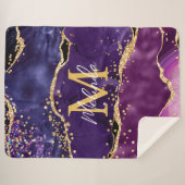 ダークパープルと金ゴールドグリッター続編アゲート シェルパブランケット (正面(横))