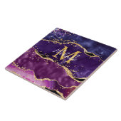 ダークパープルと金ゴールドグリッター続編アゲート タイル (側面)