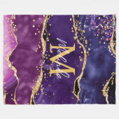 ダークパープルと金ゴールドグリッター続編アゲート フリースブランケット (正面(横))