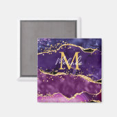 ダークパープルと金ゴールドグリッター続編アゲート マグネット (正面/裏面)