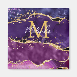 ダークパープルと金ゴールドグリッター続編アゲート マグネット