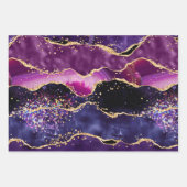 ダークパープルと金ゴールドグリッター続編アゲート ラッピングペーパーシート (正面3)