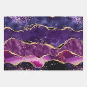 ダークパープルと金ゴールドグリッター続編アゲート ラッピングペーパーシート (正面2)