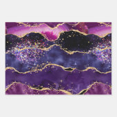 ダークパープルと金ゴールドグリッター続編アゲート ラッピングペーパーシート (正面)