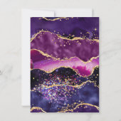 ダークパープルと金ゴールドシークンズアガテ誕生日 サンキューカード (裏面)