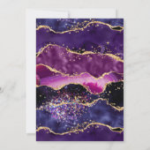 ダークパープルと金ゴールドシークンズアガテ誕生日 招待状 (裏面)