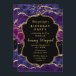 ダークパープルと金ゴールドシークンズアガテ誕生日 招待状<br><div class="desc">この華エレガントやかな誕生日の招待は、金ゴールドグリッターのアクセントと濃い紫色の瑪瑙の大理石の背景フェイクを特徴とする。この文字は、手書きのスクリプトとモダンサンセリフのフォントを組み合わせて、上品で洗練された外観を実現する。シークインとテクス動揺してチャーがシックとシックの完璧なブレンドを作り出しグランジている。</div>