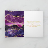 ダークパープルと金ゴールドシークンズアガートSweet sixteen サンキューカード (内部)