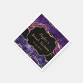ダークパープルと金ゴールドシークンズアガートSweet sixteen スタンダードカクテルナプキン (角)