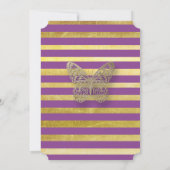 ダークパープルと金ゴールドバタフライ結婚式招待状 招待状 (裏面)