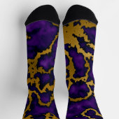 ダークパープルと金ゴールドマーブルテクスチャデザイン ソックス (上部)