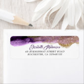 ダークパープルと金ゴールドモダングリッター結婚ズ ラベル (インサイチュ)